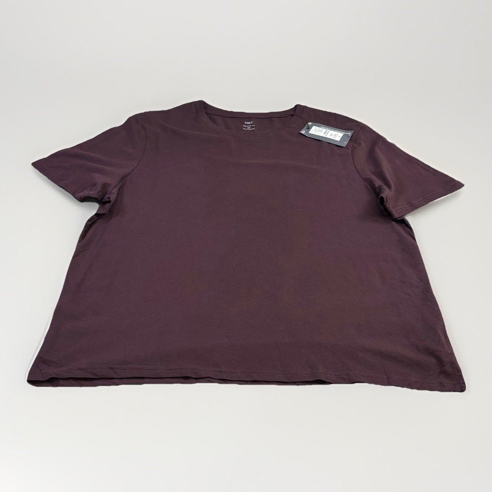M&S T Shirt 2XL Regular Fit Mens Dark Burgundy New With Defects XXL 47-49in
