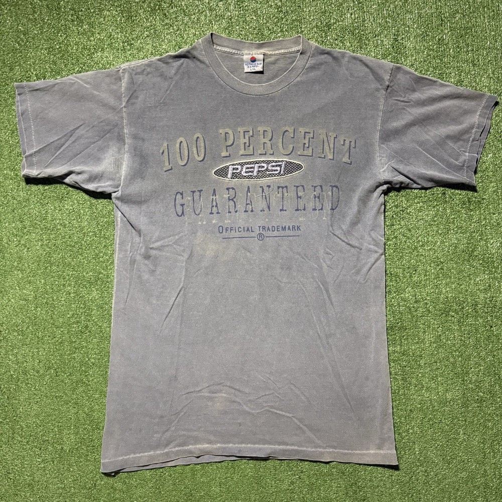 VTG Pepsi T-Shirt Men’s Large 100% Guaranteed Satisfaction Blue Embroidered