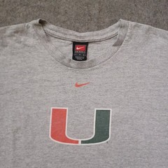 Vtg Nike University Of Miami T Shirt Mens L Gray Graphic Football Short Sleeve