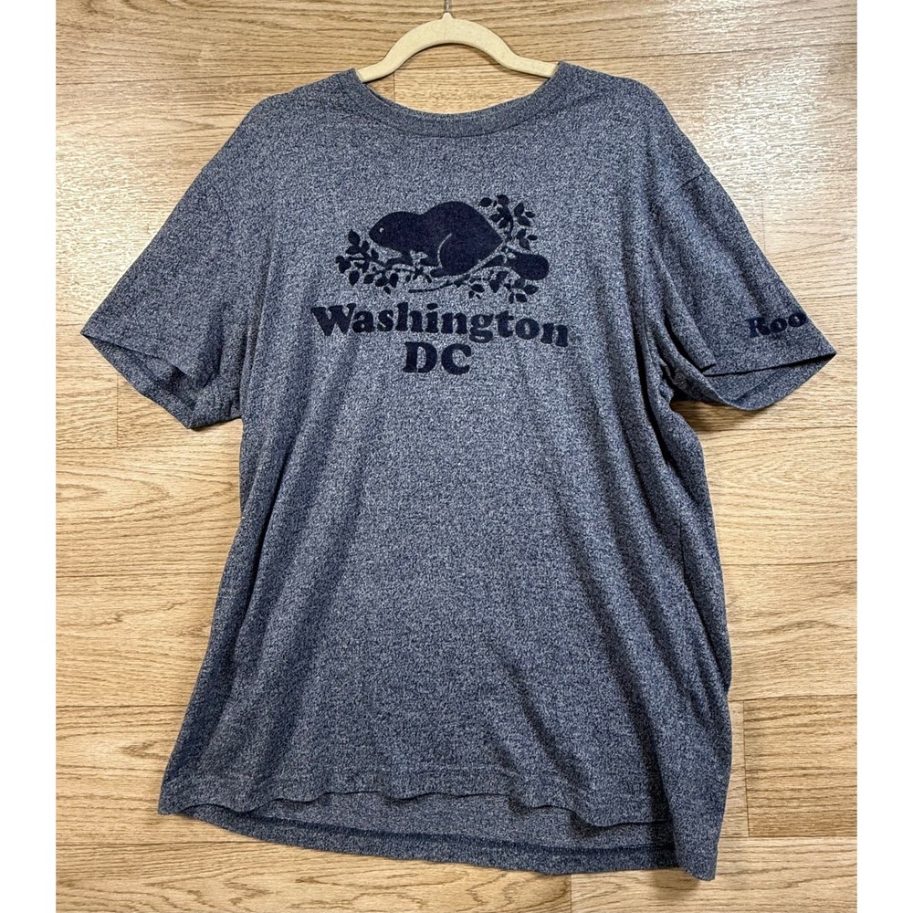 Roots Beaver T-Shirt L Blue Heather Washington DC Graphic Tee