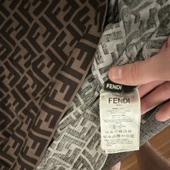 Fendi FF Logo Tight-Knit Crewneck Short Sleeve Pullover t shirt Brown