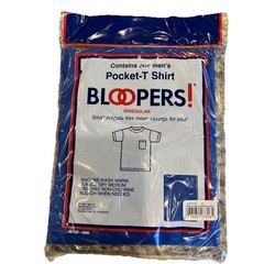 Vintage 1988 Blue Bloopers Pocket T Shirt Size XL Made In USA Irregular