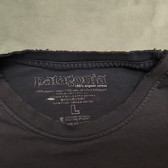 Patagonia Shirt Mens Large Blue Grunge Retro Nature Made in USA Organic Cotton
