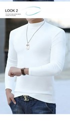 Fashion Men’s Oversize High Collar Long Sleeves Autumn Winter Pure Thermal Shirt