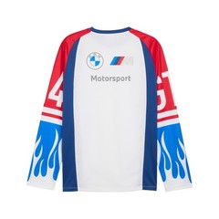 PUMA Bmw M Motorsport Graphic Crew Neck Long Sleeve T-Shirt Mens Blue Casual Top