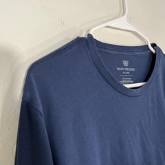 Mack Weldon Shirt Mens XL Blue 100% Pima Cotton Long Sleeve Crewneck Tagless Tee