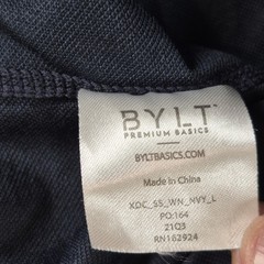 BYLT Wide Neck Lux Tee Shirt Mens Large Navy Blue Short Sleeve