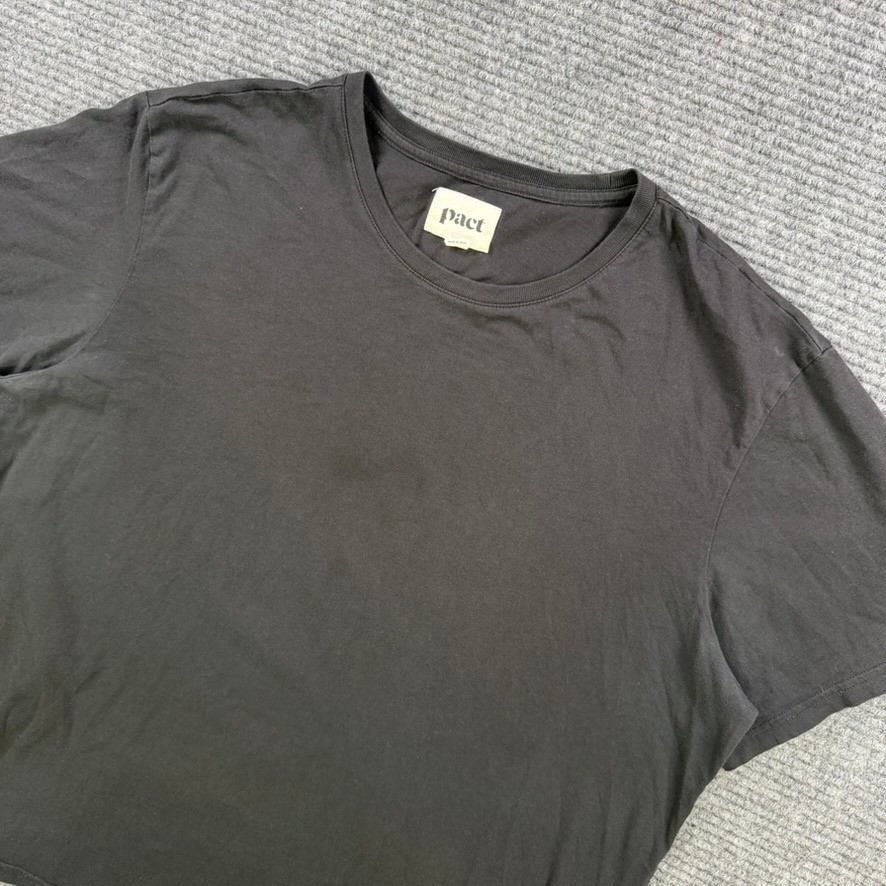Pact Organic Cotton Crewneck Short Sleeve T-Shirt Black Mens XL Sustainable Tee