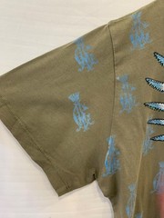 Christian Audigier T-Shirt L Olive Green Winged Grenade Rhinestone Y2K Foil #63