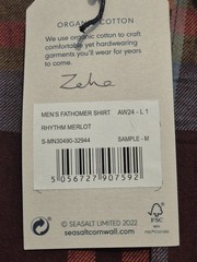 BNWT Seasalt Men’s Fathomer Checked Shirt Rhythm Merlot Regular Size M