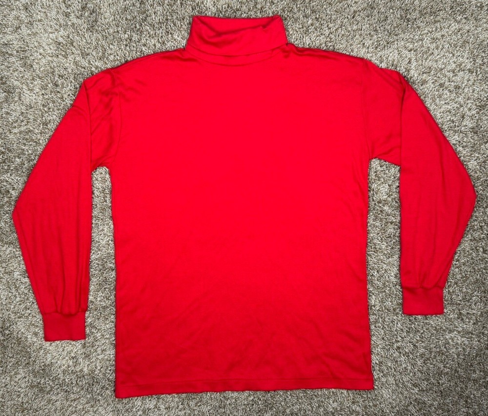 90s Turtleneck Red Men Sz Large VTG St. John’s Bay Combed Cotton Made In USA