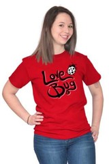 Cute Love Bug Sweet Romantic Valentine’s Day Womens Graphic Crewneck T Shirt Tee