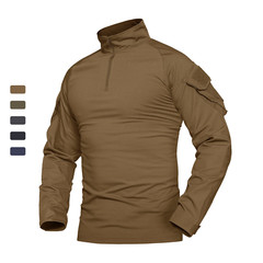 Mens Shirts Atheletic Training Outdoor 1/4 Zipper Long Sleeve Shirt with Pockets