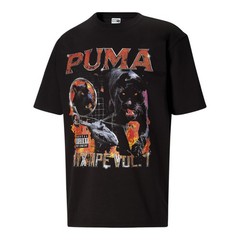 PUMA Classics Album Graphic Crew Neck Short Sleeve T-Shirt Mens Black Casual Top