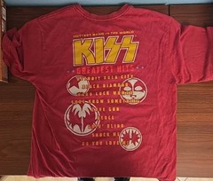 Kiss Greatest Hits Red/yellow T shirt Vintage Classic Small 34/36