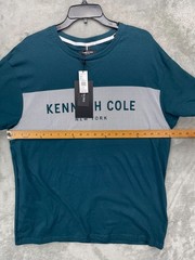 NWT Kenneth Cole Men’s T-Shirt 2XL Teal Cotton Blend Short Sleeve KTXJ85TEAA3