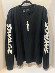 Young and Reckless 21 Savage Long-Sleeved Mens T-Shirt Size XL Black And White
