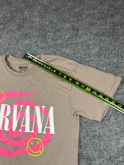 Nirvana Band T Shirt Mens Medium Beige Cotton Happy Face Graphic Everyday Wear