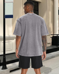 Oversized Tshirt for Men Short Sleeve Vintage Washed Cotton Basic Loose Tee 2026