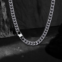 Mens Silver Cuban Link Chain Stainless Steel Cuban Link Curb Chain Necklace f…