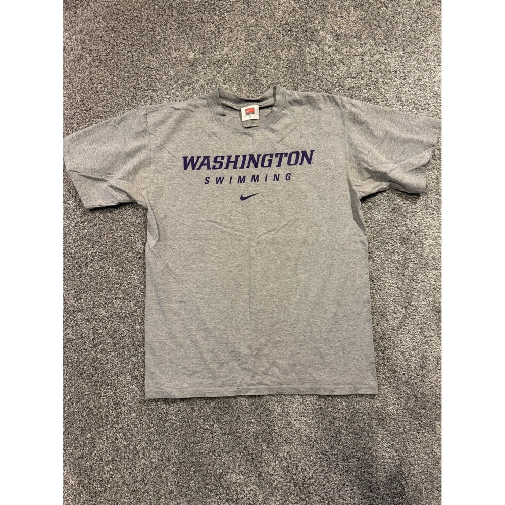 Nike T-Shirt Mens M Gray Washington Swimming Short Sleeve Graphic Tee Athletic