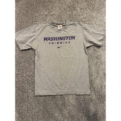 Nike T-Shirt Mens M Gray Washington Swimming Short Sleeve Graphic Tee Athletic