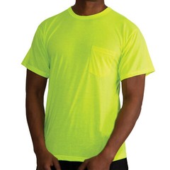 Men’s Safety Green Moisture Wicking Short Sleeve T-Shirt With Chest Pocket