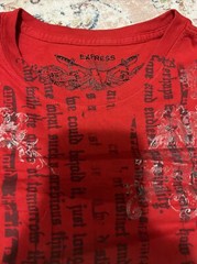 Express Design Studio Graphic T Shirt Size Large L Red Short Sleeve Swords