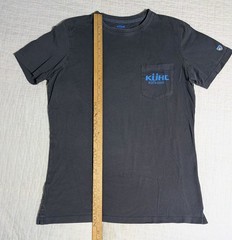 Kuhl T Shirt Unisex Sz SMALL Charcoal Gray Mountains Back Hit Front Pocket READ