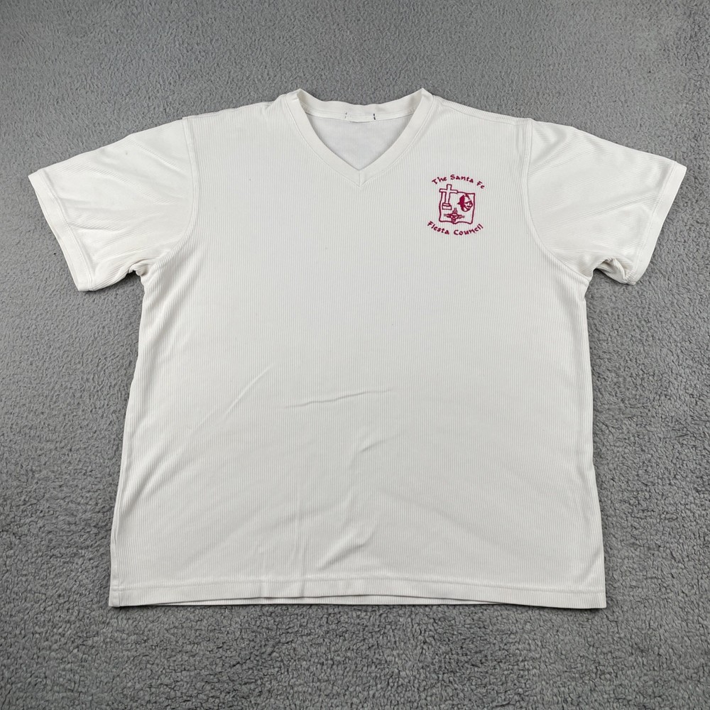 Vintage Santa Fe New Mexico Fiesta Council Embroidered Shirt White XL Ribbed Tee