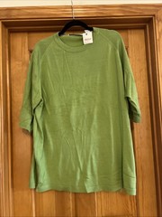 Bachrach Silk Blend Shirt Mens 2XL Green Lightweight Stretch Casual Crewneck