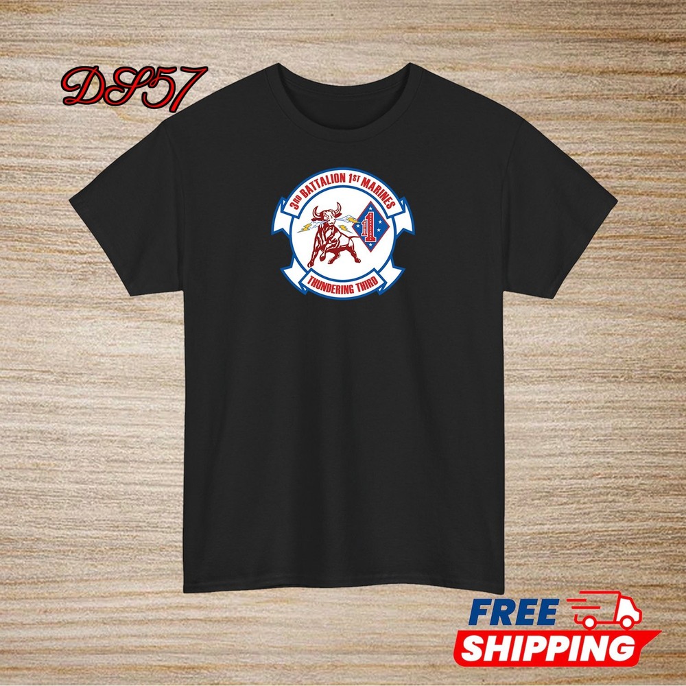 3rd Battalion 1st Marine Regiment USMC Logo T-Shirt S to 5XL Made In USA