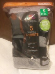 Fruit of the Loom Tag Free A-Shirts – Dual Defense – S 34-6 – 3 Grey 2 Black NIP
