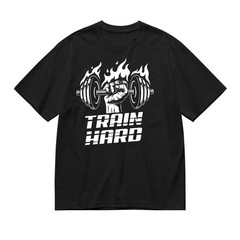 Train Hard Gym Shirt Weightlifting Workout T Shirt Bodybuilding Fitness