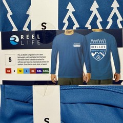 REEL LIFE Men’s Jax Beach Long Sleeve UV Protection Tee Small Blue NEW WITH TAG