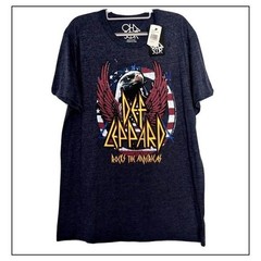 Chaser Shirt Men 2XL Blue Casual Weekend Graphic Def Leppard Rock Band Tee