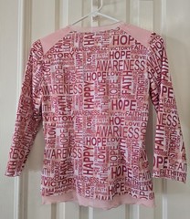 Breast Cancer Awareness 3/4 Sleeve, Scoop Neck Top. Pink. Ships Free.