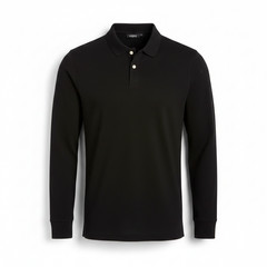 George Mens Polo Shirt Sz M Black Soot Pique Long Sleeve Business Casual Classic
