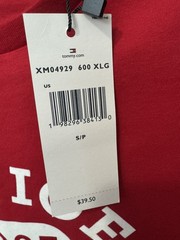 Tommy Hilfiger Mens Red New York Logo Crew Neck Short Sleeve T-Shirt Size S