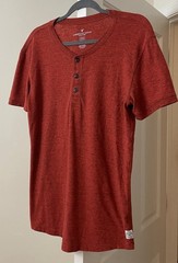 American Eagle Outfitters Top Orange Henley Flex Knit Pullover Men’s Small