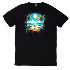 Summer Beach Print Cotton T Shirt