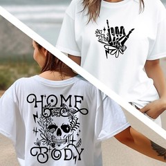 Homebody Shirt, Skeleton Tee, Skull Floral T-Shirt, Gift Shirt, Gift for her