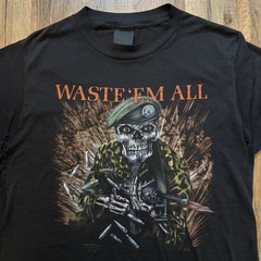 Vintage 1987 Waste Em All 3d Emblem Shirt Size Large Just Brass Made In USA