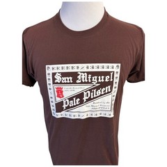 San Miguel Pale Pilsen Beer Graphic T-Shirt Mens Large Brown White Philippines