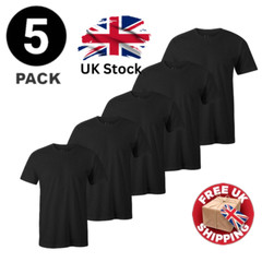 Mens Plain T-Shirt 5 Pack 100% Cotton Heavy Blend High Quality Short Sleeve Tee