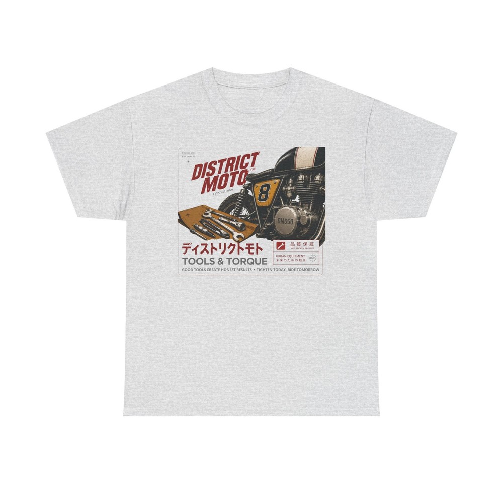 District Moto™ Tools & Torque | Vintage Japanese Garage Poster Style T-Shirt