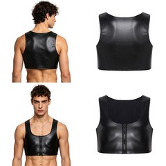 US Mens PU Leather Crop Tank Low Neck Sleeveless Matte Crop Top Club Vest Party