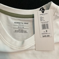 Kenneth Cole Graphic Tee shirt Men’s Size Medium Raised Logo Moss Stone White