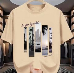 Men’s 100% Cotton T-Shirt Summer Casual Loose Fit Graphic Print Crew Neck Short