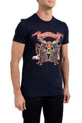 Roberto Cavalli Men’s Navy Blue Graphic Print Crewneck T-Shirt US 2XL IT 56